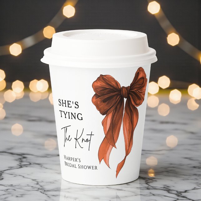 She's Tying The Knot Orange Bow Bridal Shower Paper Cups (Creator Uploaded)