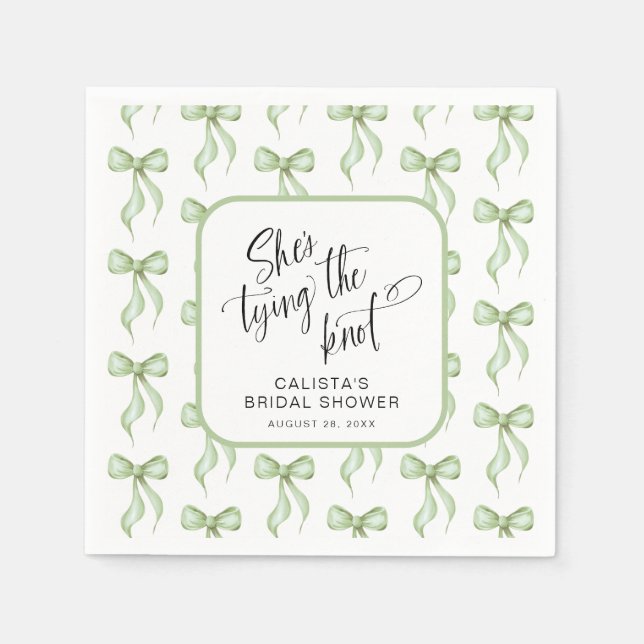 She's Tying the Knot Personalized Bridal Shower Napkin (Front)