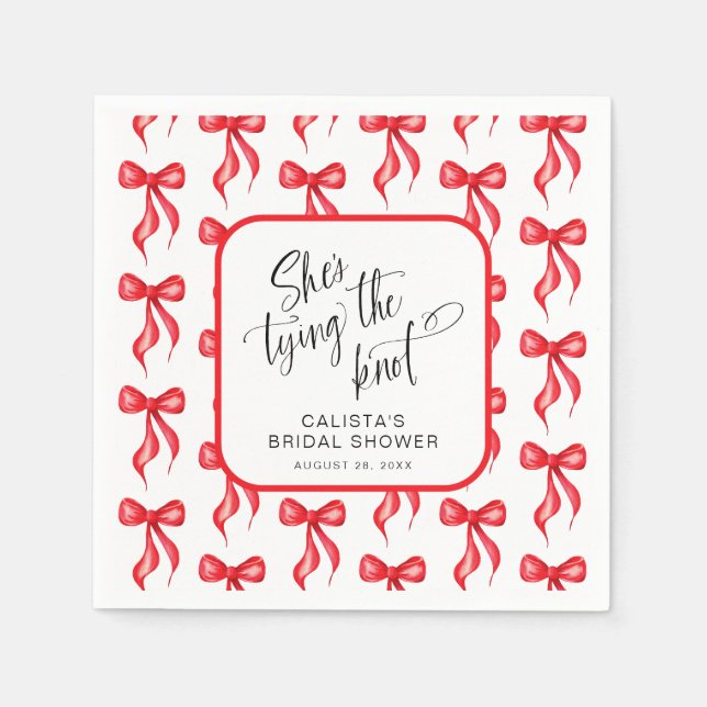 She's Tying the Knot Personalized Bridal Shower Napkin (Front)