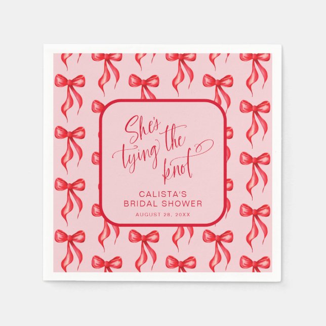 She's Tying the Knot Personalized Bridal Shower Napkin (Front)