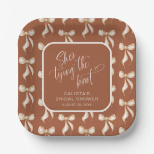 She's Tying the Knot Personalized Bridal Shower Paper Plate