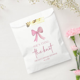 She's Tying The Knot Pink Bow Bridal Shower Favour Bag
