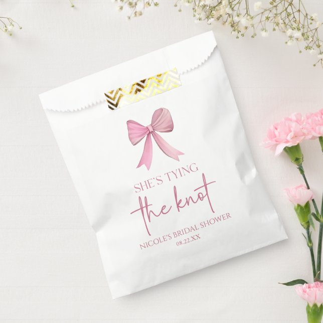 She's Tying The Knot Pink Bow Bridal Shower Favour Bag (Sealed)