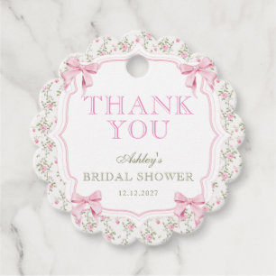She's Tying the Knot Pink Bow Bridal Shower Favour Tags