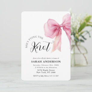 She's Tying the Knot pink bow Bridal Shower Invitation