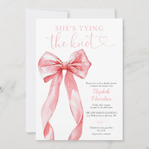 She's Tying The Knot Pink Bow Bridal Shower Invitation