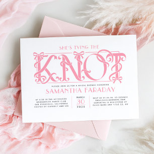 She's Tying The Knot Pink Bow Bridal Shower Invitation