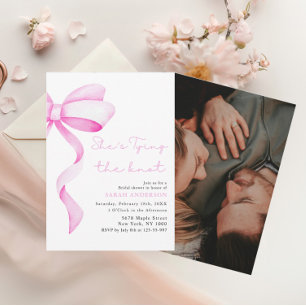 She's Tying the Knot pink bow Bridal Shower  Invitation