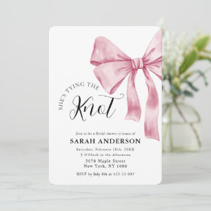 She's Tying the Knot pink bow Bridal Shower  Invitation