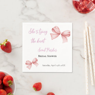 She's Tying the Knot Pink Bow Bridal Shower Napkin