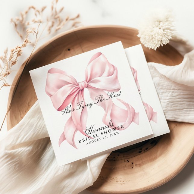 She's Tying The Knot Pink Bow Napkins (Creator Uploaded)