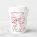 She's Tying The Knot Pink Bow Paper Cups<br><div class="desc">Celebrate the bride-to-be in timeless style with our She’s Tying the Knot bridal shower invitation! This elegant design features a soft blush pink bow paired with modern typography for a feminine and classy touch. Perfect for a chic and romantic bridal shower,  brunch,  or afternoon tea.</div>