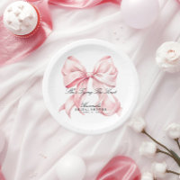 She's Tying The Knot Pink Bow Paper Plates