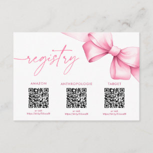 She's Tying the Knot Pink Bow Shower Registry Enclosure Card