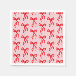 She's Tying the Knot Pink Red Bow Bridal Shower Napkin