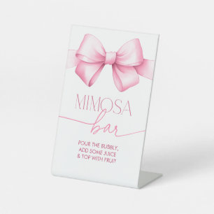 She's Tying the Knot Pink Ribbon Bridal Mimosa Bar Pedestal Sign