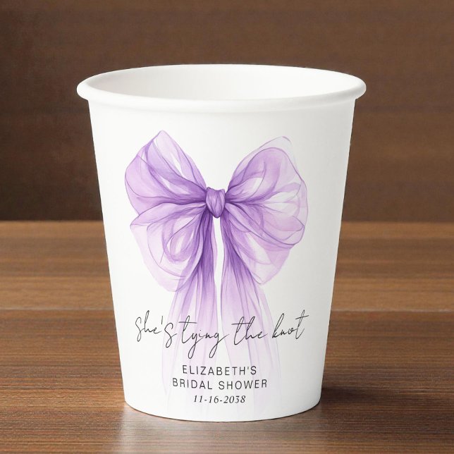 She's Tying The Knot Purple Bow Bridal Shower Paper Cups (She's Tying The Knot Purple Bow Bridal Shower Paper Cups)