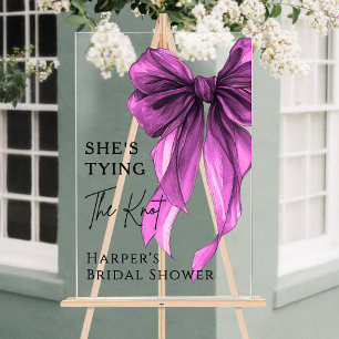 She's Tying The Knot Purple Bow Welcome Sign