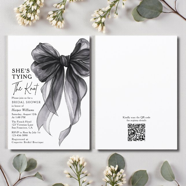 She's Tying The Knot QR Code Bridal Shower Invitation (Creator Uploaded)