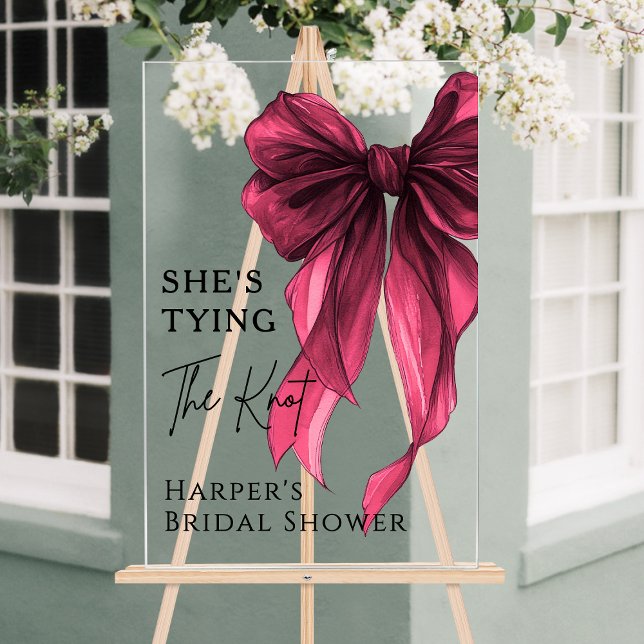 She's Tying The Knot Red Bow Welcome Sign (Creator Uploaded)