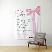 She's Tying the knot Script Pink Bow Bridal Shower