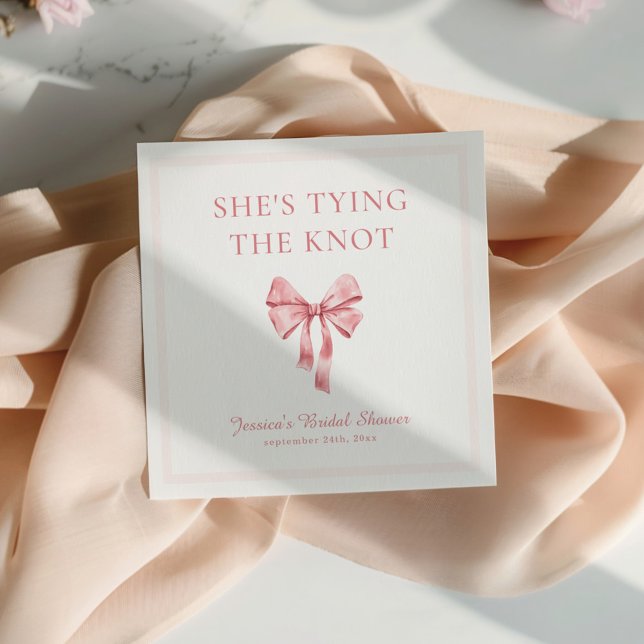 She's Tying the Knot Soft Pink Coquette Shower Napkin (Creator Uploaded)