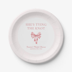 She's Tying the Knot Soft Pink Coquette Shower Paper Plate