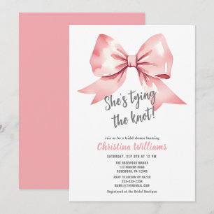 She's tying the knot Watercolor Pink Bridal Shower Invitation