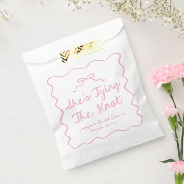 She's Tying The Knot Whimsical Bow Bridal Shower Favour Bag (Sealed)