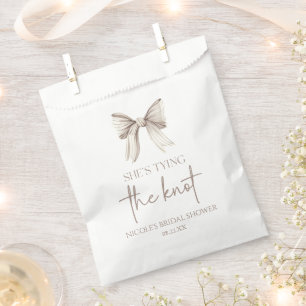 She's Tying The Knot White Bow Bridal Shower Favour Bag