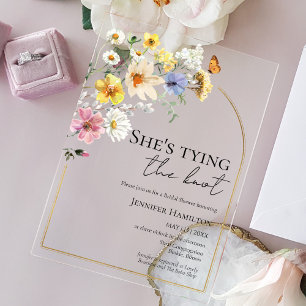 She's tying the knot   Wildflower Bridal Shower Acrylic Invitations