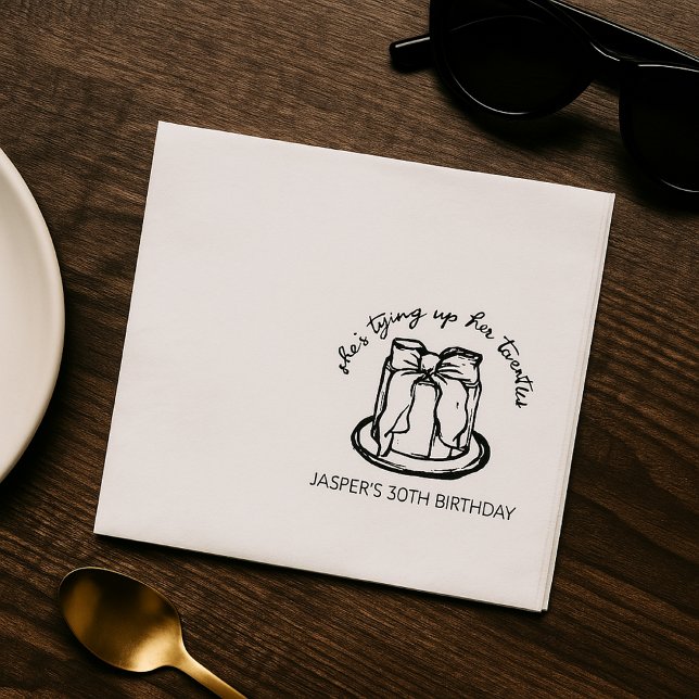 She's tying up her twenties Bow Themed Birthday   Napkin (Creator Uploaded)