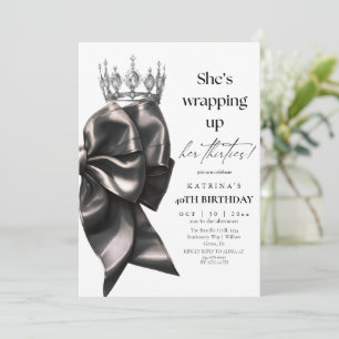 She's Wrapping Up Her thirties Bow 40th Birthday Invitation