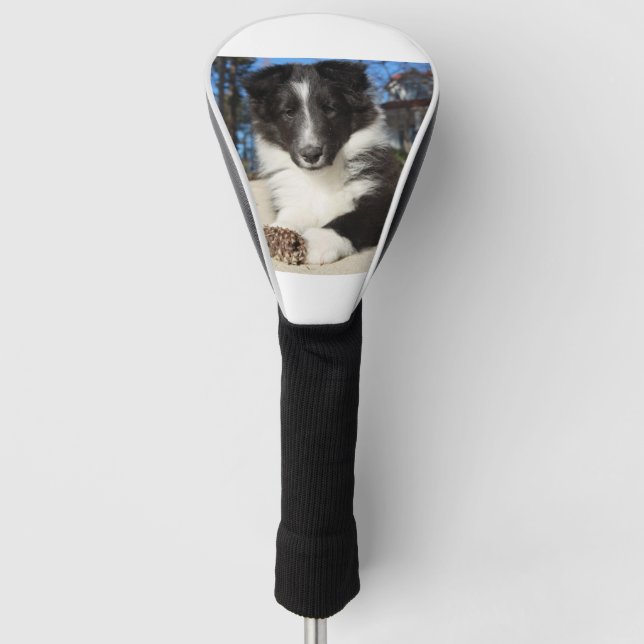 shet shp black and white puppy golf head cover (Front)