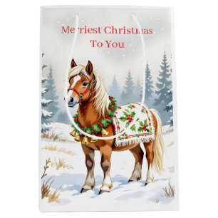 Shetland Pony Christmas Medium Gift Bag