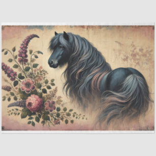Shetland Pony Floral Decoupage Tissue Paper
