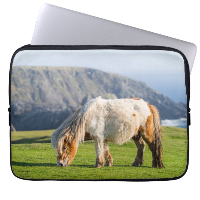Shetland Pony on Pasture Near High Cliffs Laptop Sleeve (Front)