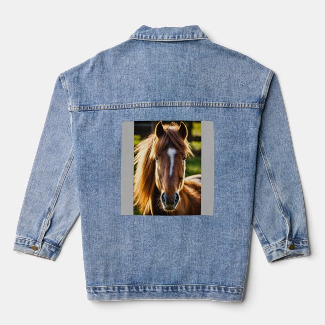 Shetland Pony Portrait – Frontal 6K Photorealistic Denim Jacket (Back)