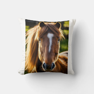 Shetland Pony Portrait – Frontal 6K Photorealistic Throw Pillow
