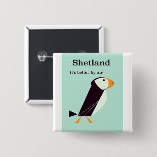 Shetland Puffin Vintage travel poster 2 Inch Square Button