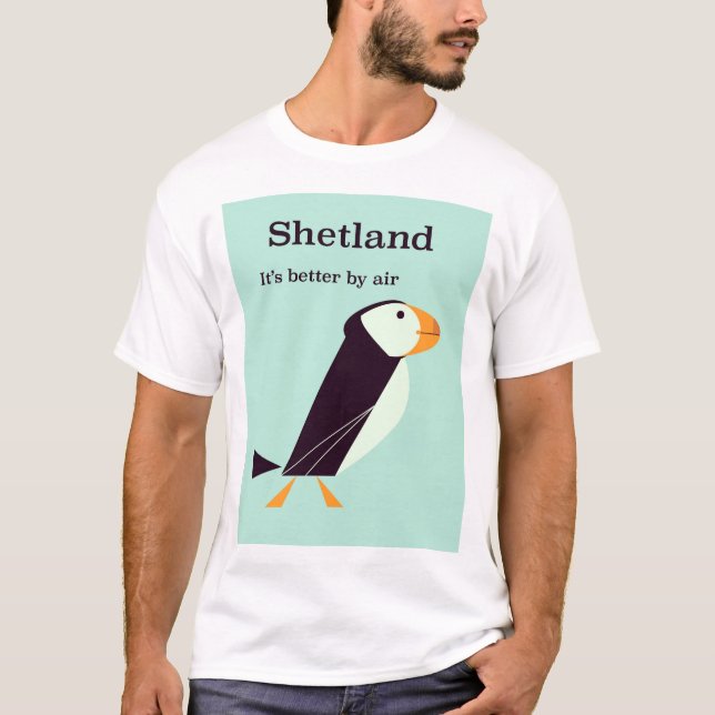 Shetland Puffin Vintage travel poster T-Shirt (Front)