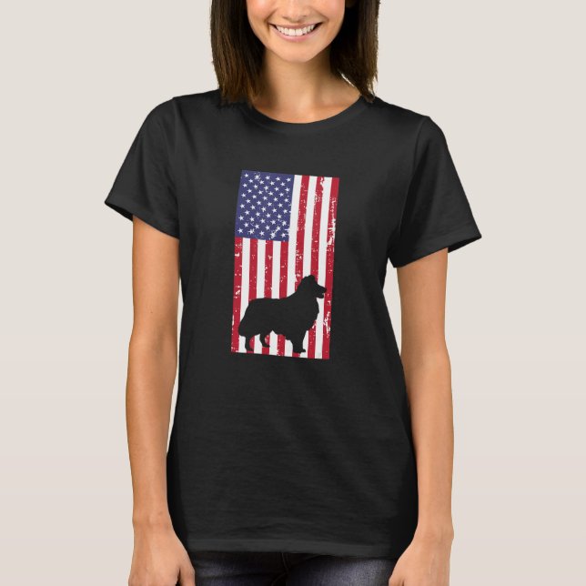 Shetland Sheep Distressed Patriotic All American U T-Shirt (Front)