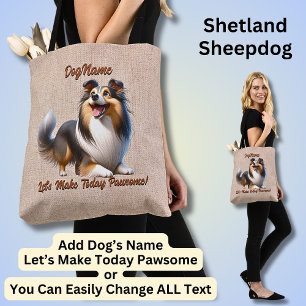 Shetland Sheepdog - Add Dog's Name, Change Text Tote Bag