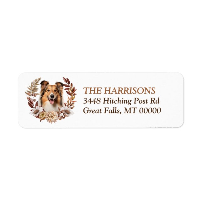 Shetland Sheepdog Autumn Wreath Return Address (Front)