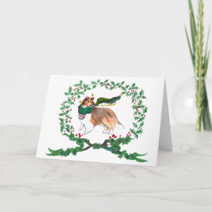 Shetland Sheepdog Barking for JOY! Holiday Card