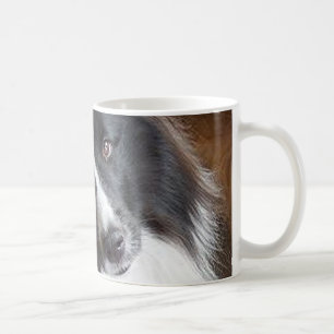 shetland sheepdog black and white coffee mug