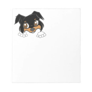 Shetland Sheepdog Black Tri Peeking Cartoon Notepad