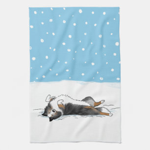 Shetland Sheepdog Blue Merle Sheltie Dog Holiday Kitchen Towel