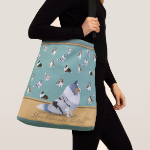 Shetland Sheepdog: Blue Merle Sheltie, Green Crossbody Bag