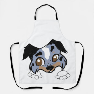 Shetland Sheepdog Blue Merle Tri Peeking Cartoon Apron